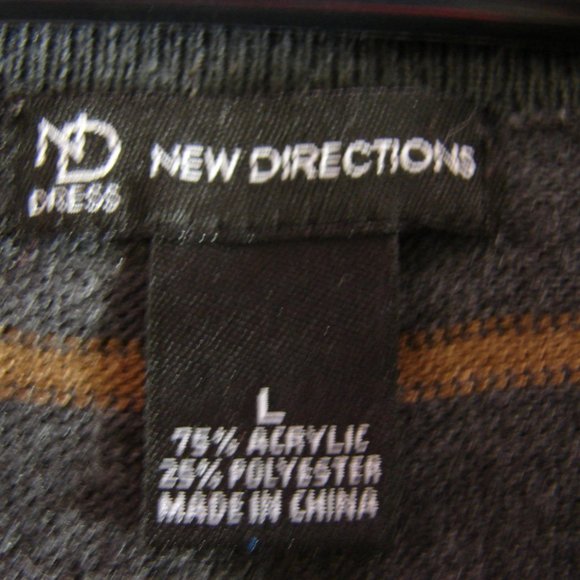 Gray Caramel Stripe Pleated Sleeve Sweater Dress L - Picture 13 of 16